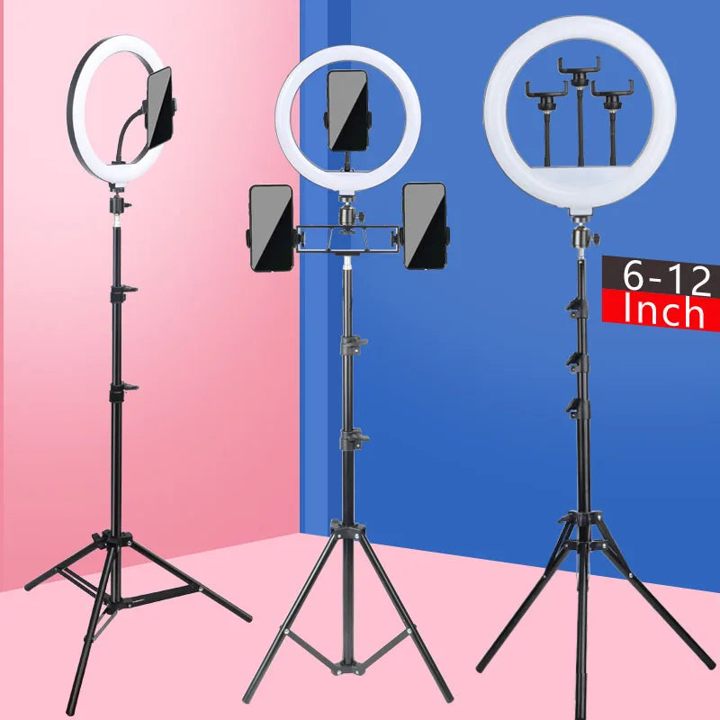 6-12" Selfie Ring Light Photography Led Rim 14 inch Lamp Tripod Stand Ringlight For Live Video Streaming