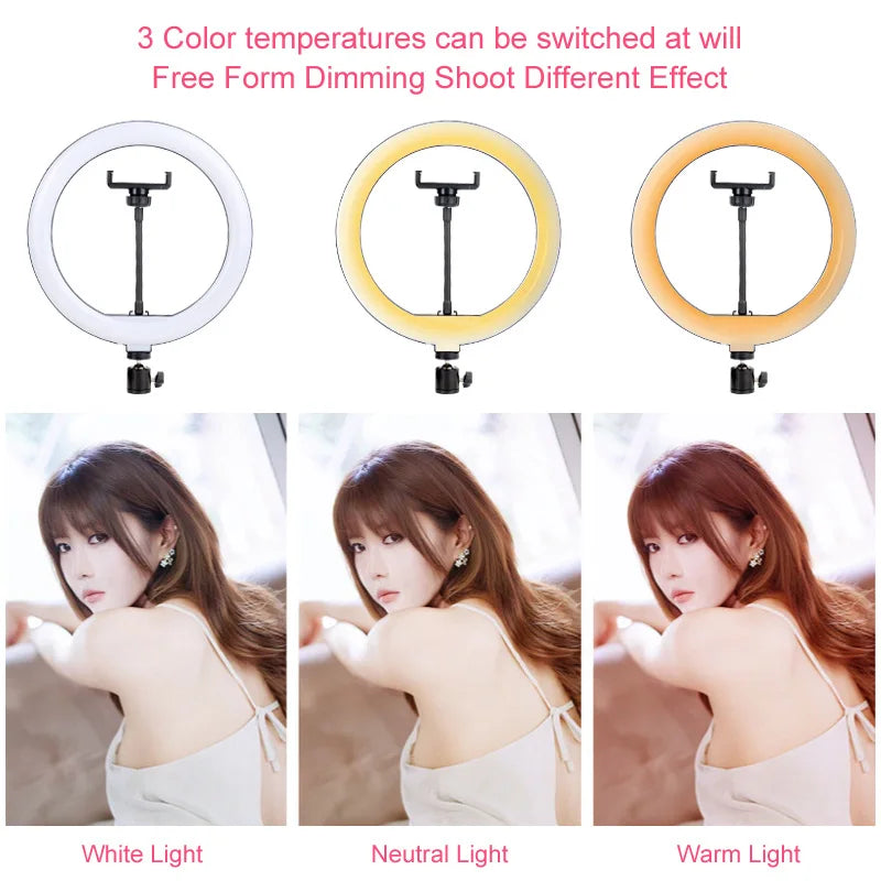 6-12" Selfie Ring Light Photography Led Rim 14 inch Lamp Tripod Stand Ringlight For Live Video Streaming