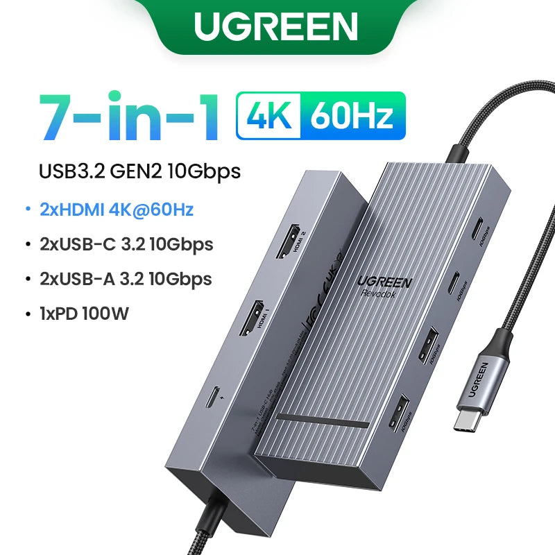 UGREEN Dual HDMI USB-C HUB 8K 4K HDMI Adapter 10 in 1 Splitter with RJ45 USB3.0 PD 100W Dock for MacBook Pro Air Laptop USB HUB