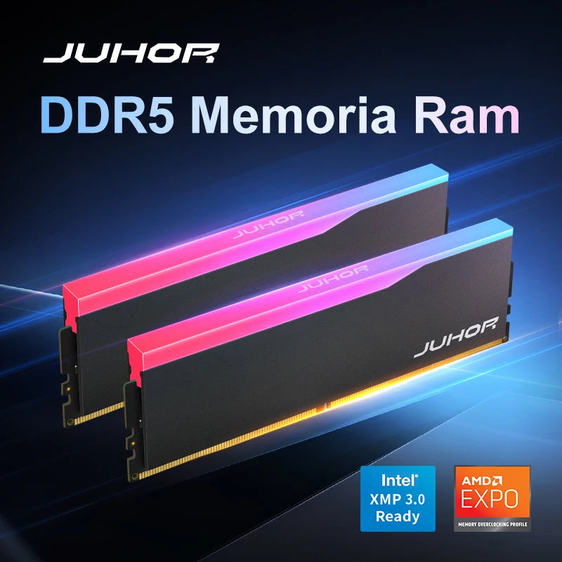 JUHOR DDR5 16GB 32GB 6000MHz 6400MHz 6800MHz RGB DDR5 DIMM Desktop Memory New Dimm Memoria Rams With HeatSink