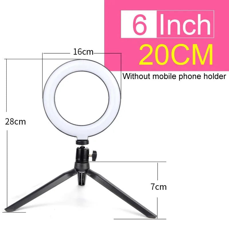 6-12" Selfie Ring Light Photography Led Rim 14 inch Lamp Tripod Stand Ringlight For Live Video Streaming