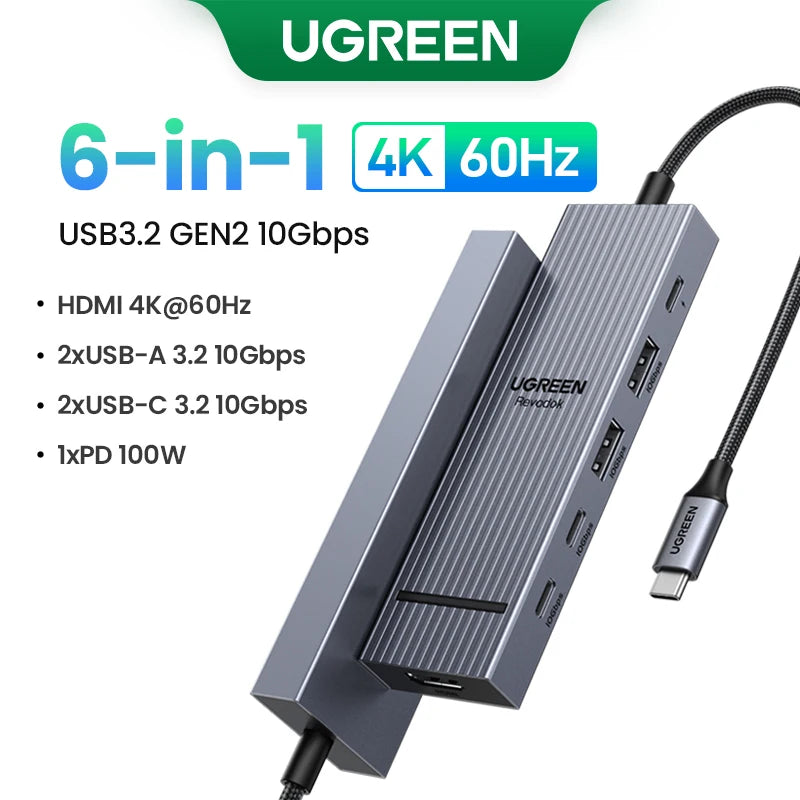 UGREEN Dual HDMI USB-C HUB 8K 4K HDMI Adapter 10 in 1 Splitter with RJ45 USB3.0 PD 100W Dock for MacBook Pro Air Laptop USB HUB