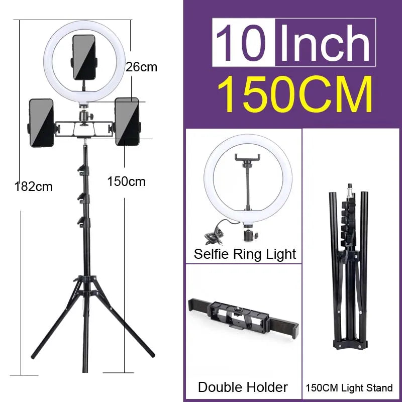 6-12" Selfie Ring Light Photography Led Rim 14 inch Lamp Tripod Stand Ringlight For Live Video Streaming