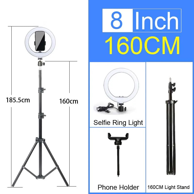 6-12" Selfie Ring Light Photography Led Rim 14 inch Lamp Tripod Stand Ringlight For Live Video Streaming