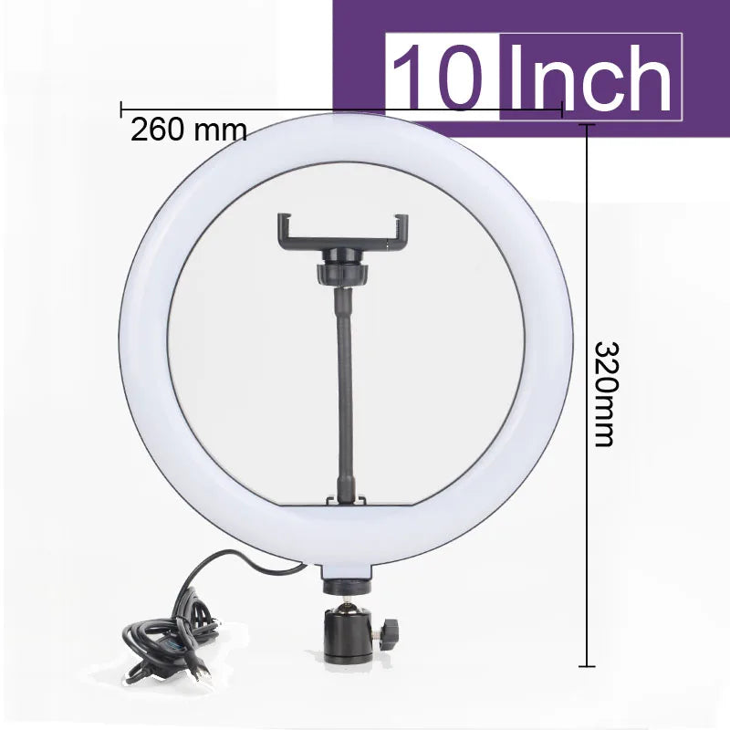 6-12" Selfie Ring Light Photography Led Rim 14 inch Lamp Tripod Stand Ringlight For Live Video Streaming